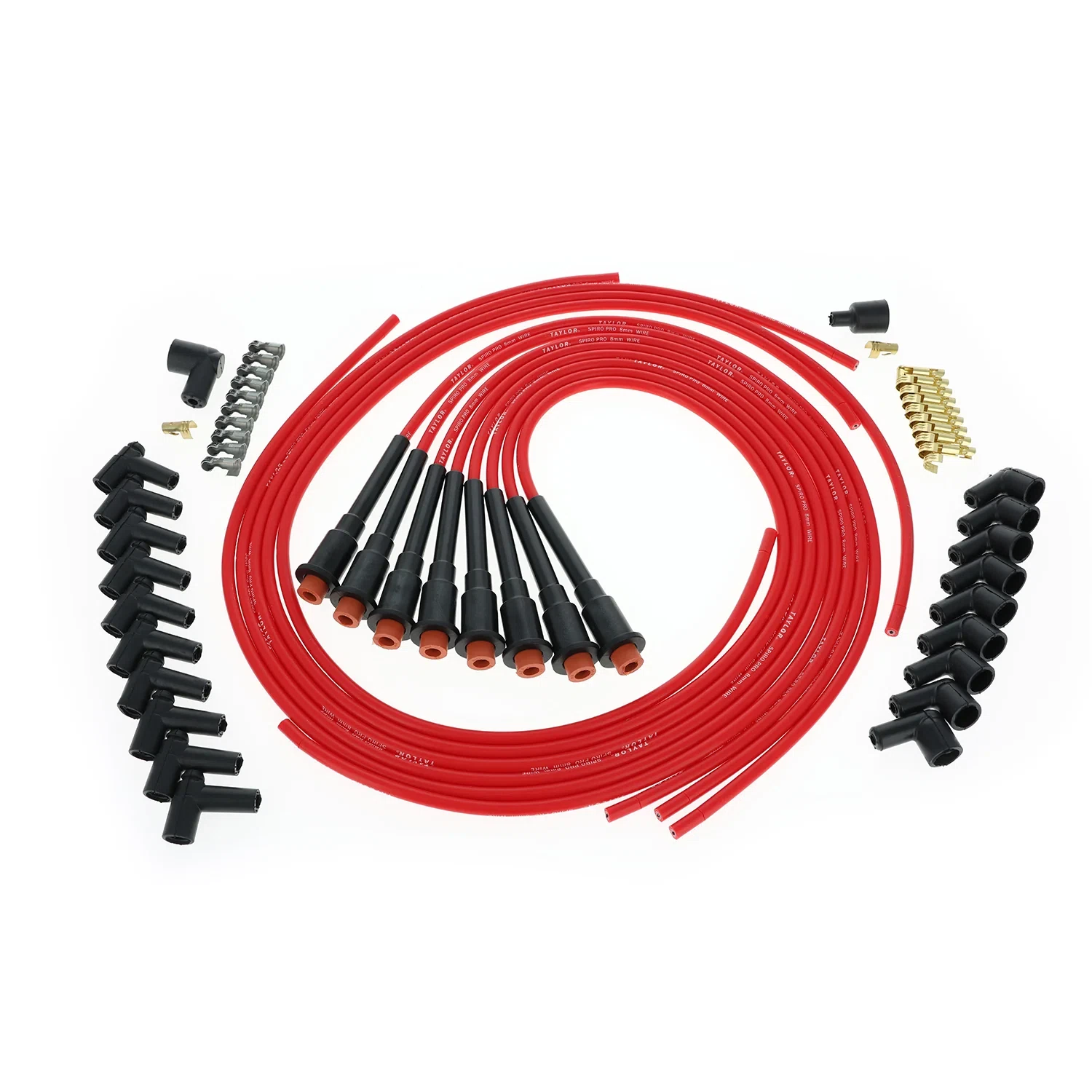 Spark Plug Wire Set Universal 8mm Silicone Spiro Pro 180_ 350 ohm_ft Black 75289